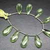 Green Amethyst Quartz (not natural quartz) Faceted Pear Drops Cut Beads 9 Matching Beads and Size 30mm Approx.